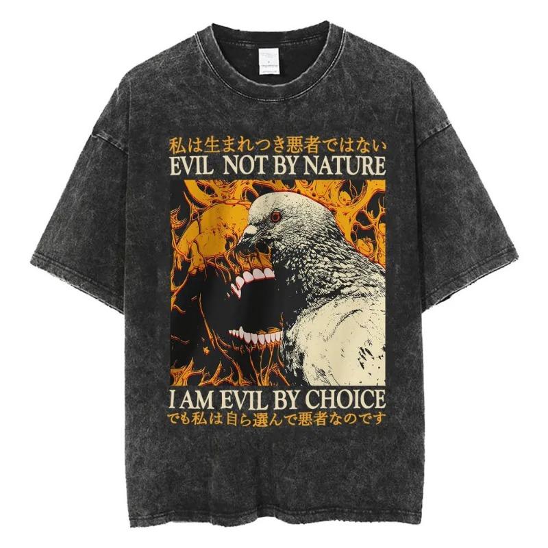 Kawaii Vintage Washed Black Cat Print T-Shirt Korean Style Casual Streetwear Oversized Cotton Tee for Women