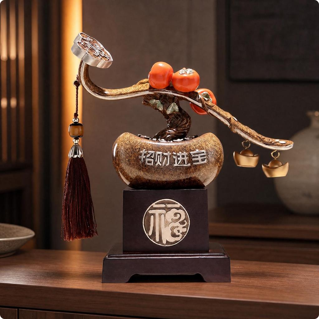 Decorative Branch Auspicious Persimmon Ornament with Tassel Chinese Style