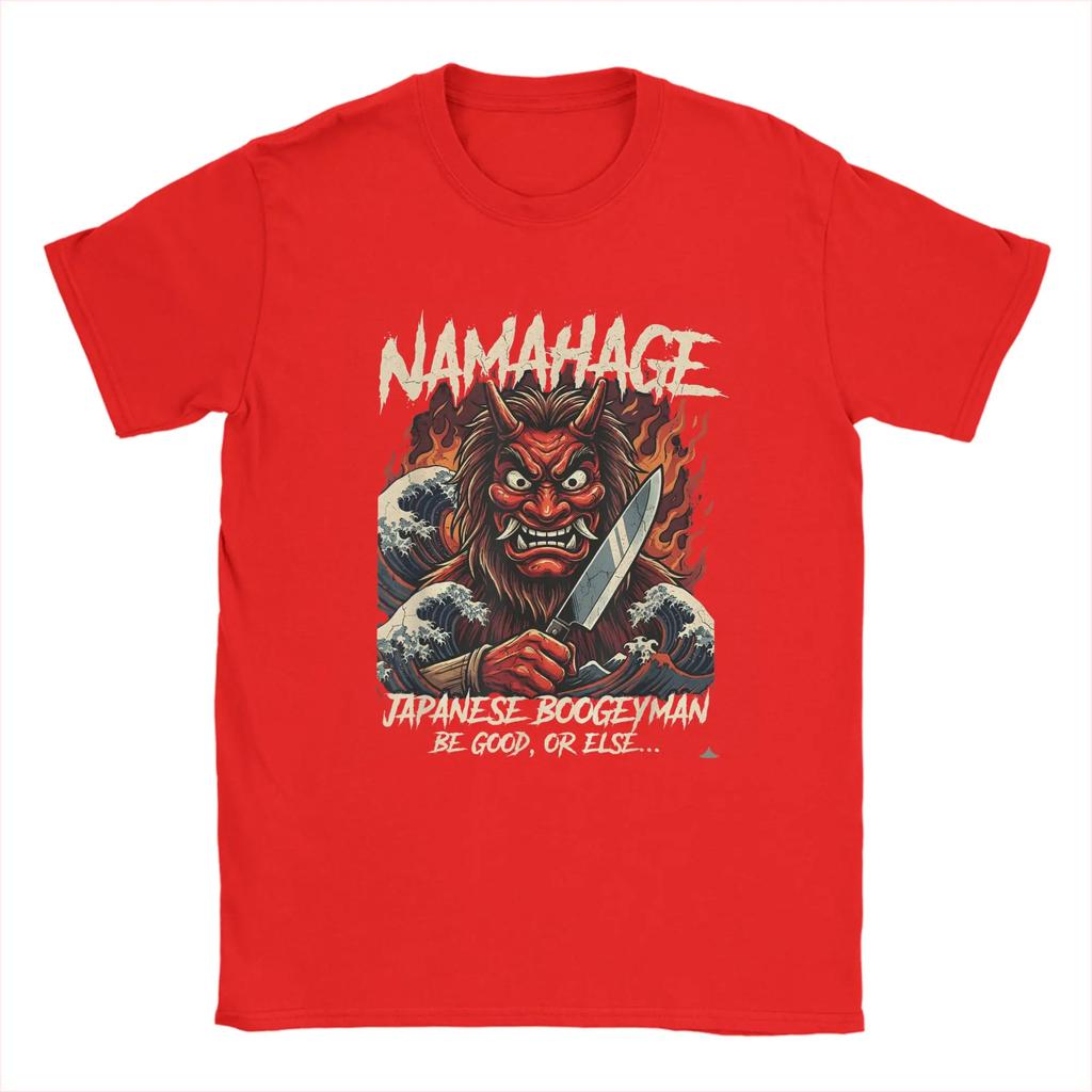 Japanese Traditional Mahage! Anime Chic and Impact Demon mask T Shirts Men's T-Shirt Round Collar Tees Short Sleeve Clothing