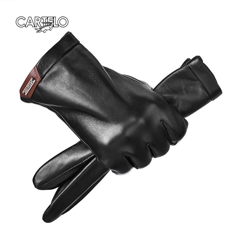 CARTELO Men's Sheepskin Touchscreen Winter Gloves