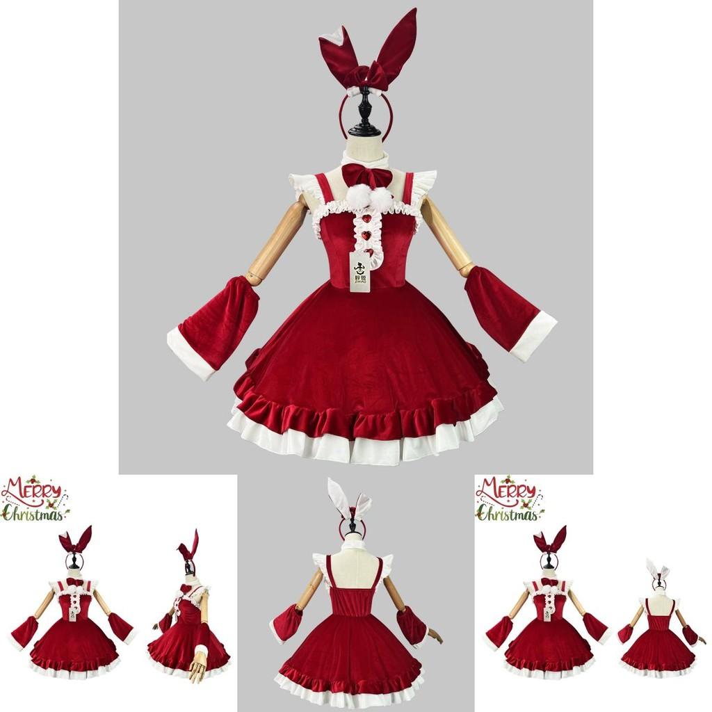 5xl Women's Breathable Polyester Christmas Sexy Maid Outfit Cosplay Bow Lolita
