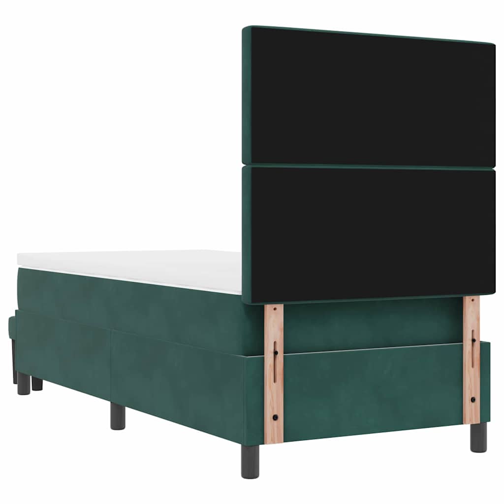 Box Spring Bed with Headboard Dark Green 190 x 90 cm Velvet