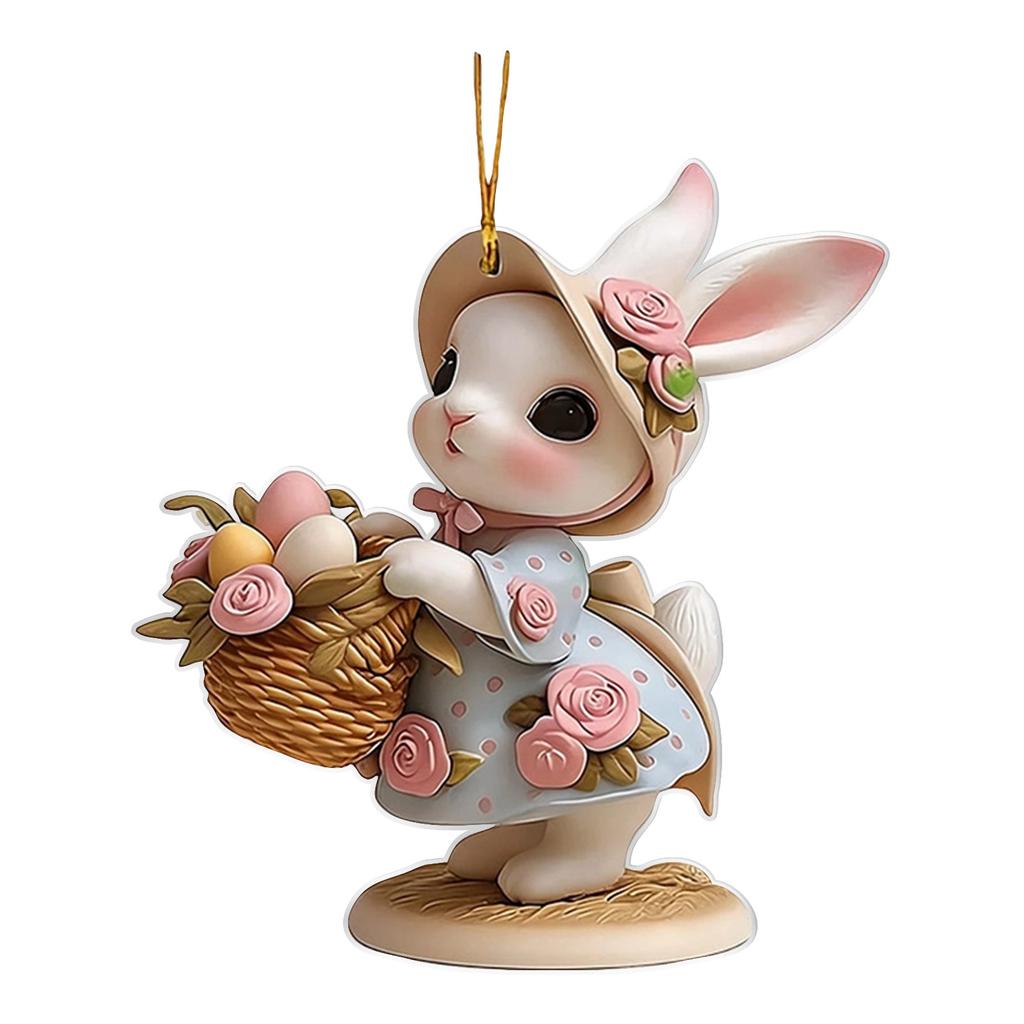 Easter Bunny Wall Decor 2D Flat Acrylic Bunny Egg Easter Pendant, Spring Rabbits And Egg Table Sign Decorations