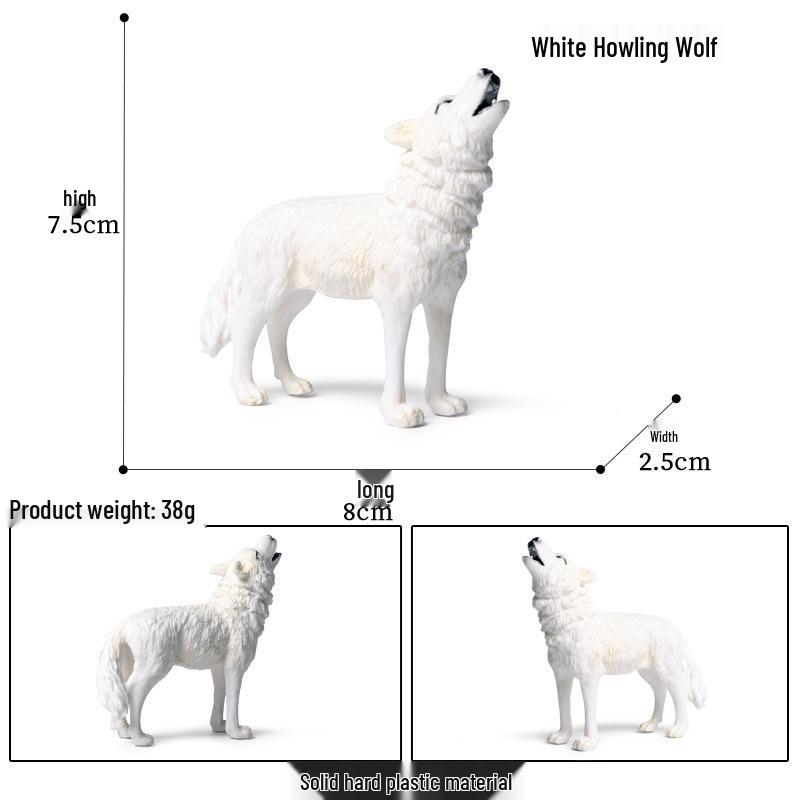 Children's Cognitive Solid Wolf Ornament - Realistic Tilting Head White & Gray Wolf Toy Model