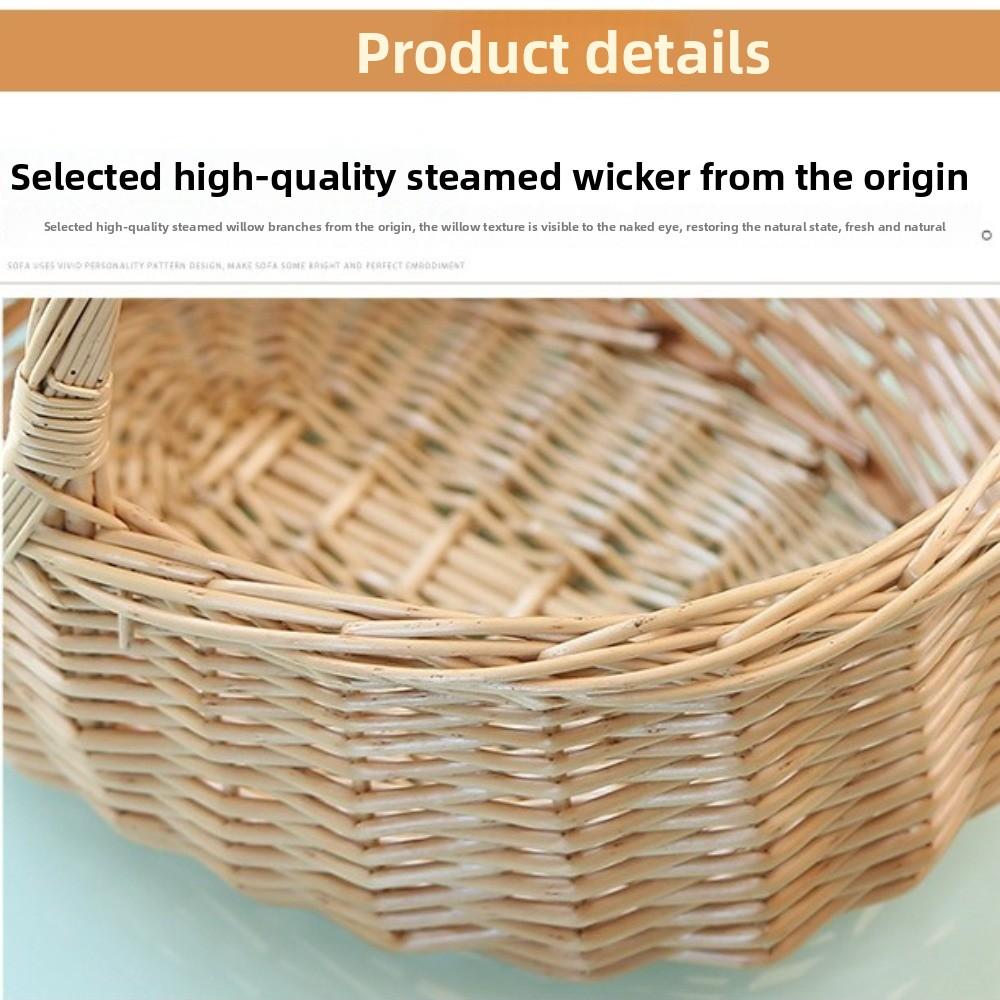 Λινό Ύφασμα Επένδυση Καλάθι Αποθήκευσης Πολυλειτουργικό Καλάθι Πικνίκ Ψάθινο Πλεκτό Καλάθι Υπαίθριο Κάμπινγκ