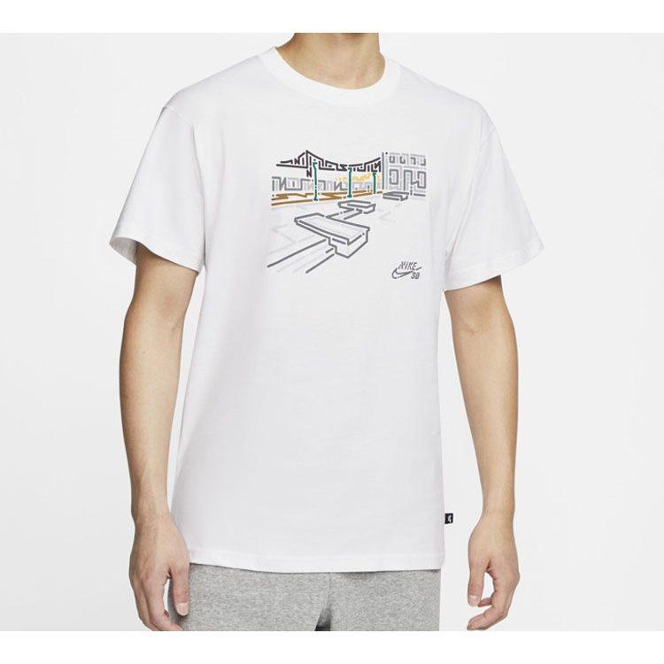 Nike T Shirts Men's White Crew Neck Moderate Straight Fit CU0287-100