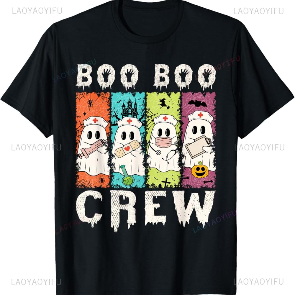 Boo Boo Crew Nurse Halloween Ghost Costume Funny Ghost Nurse Unisex TShirt Creative Design Women Daily Life Casual Tshirt S