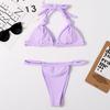 Nylon Double Sided Women's Split Solid Color Sexy Bikini Neck Strap Triangle Bikini Swimsuit Swimsuit