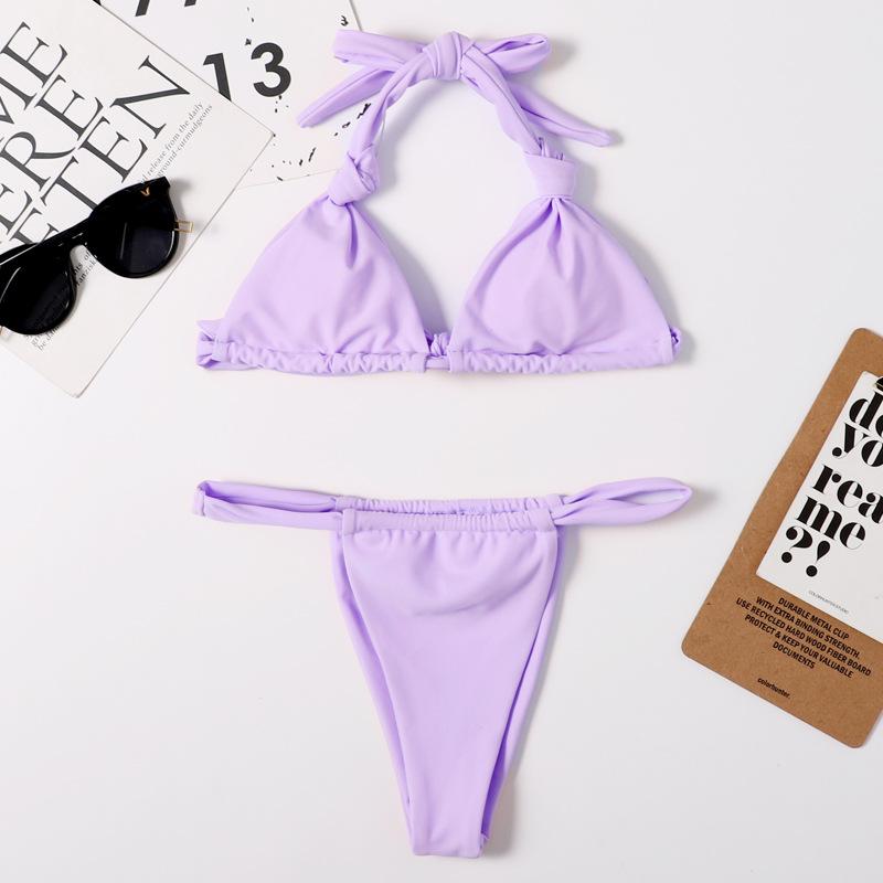 1011 Solid Color Three-Point Sexy Bikini Hot Sale Split Swimsuit Swimsuit