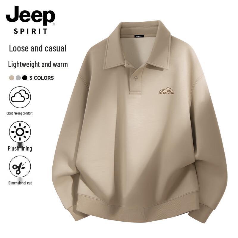 JEEP SPIRIT Men's Heavyweight Fleece Polo Sweatshirt