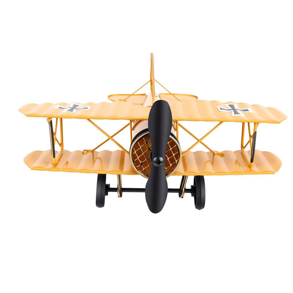 Vintage Metal Airplane Model Biplane Table Decor Figurine Iron Craft for Home Bookshelf Office