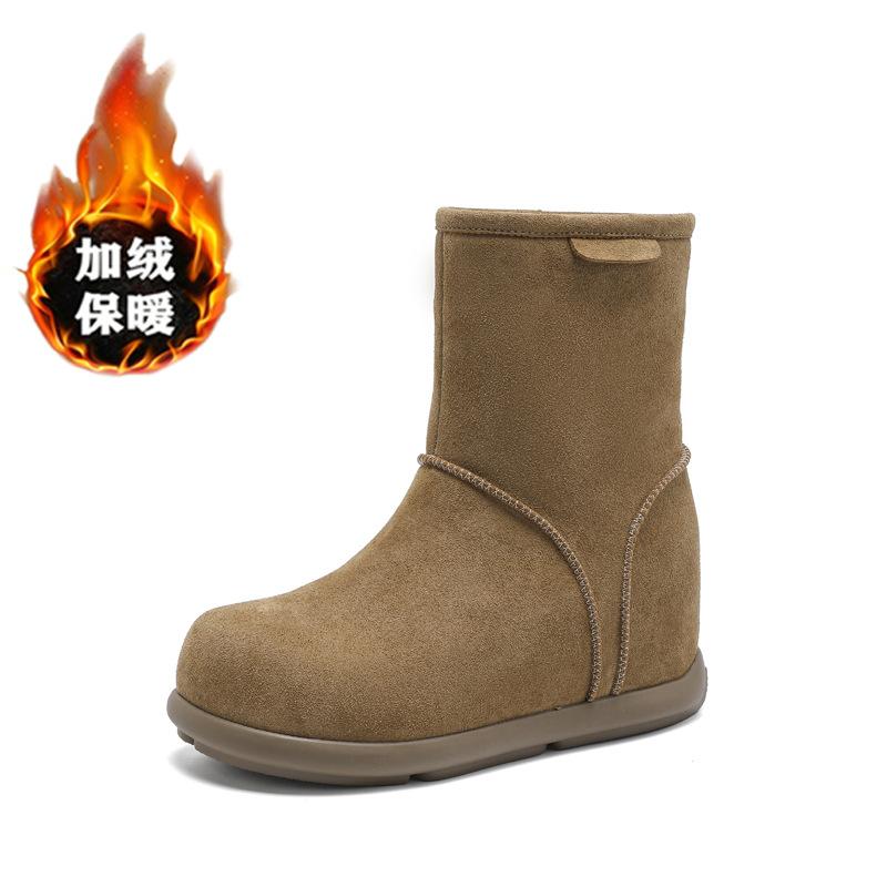 

Snow velvet boots women s thickened warm new winter short boots heightening non-slip cotton shoes 40 хакі