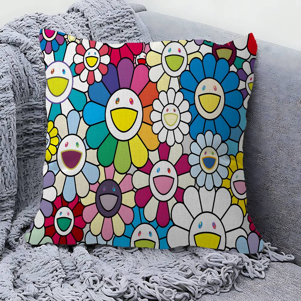 Flower TTakashi Art MMurakami Fashion Pillow Gift Home Office Decoration Bedroom Sofa Car Cushion Cover Case X