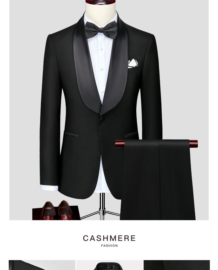 Men's Slim Fit Korean Tuxedo Suit for Wedding, Host, Photography