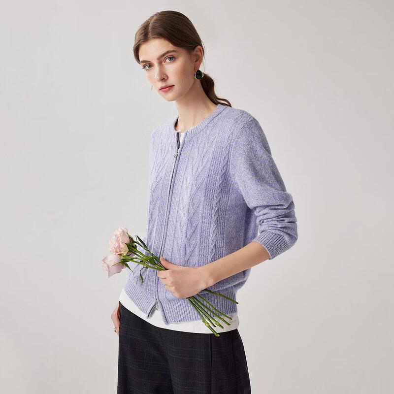 Zhaojun Women's 100% Cashmere Thickened Zipper Cardigan