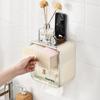 Bear Wall-mounted Double Multi-function Paper Towel Box Home Bathroom Dust Free Punching Paper Drawer Rubbish Bag Storage Box