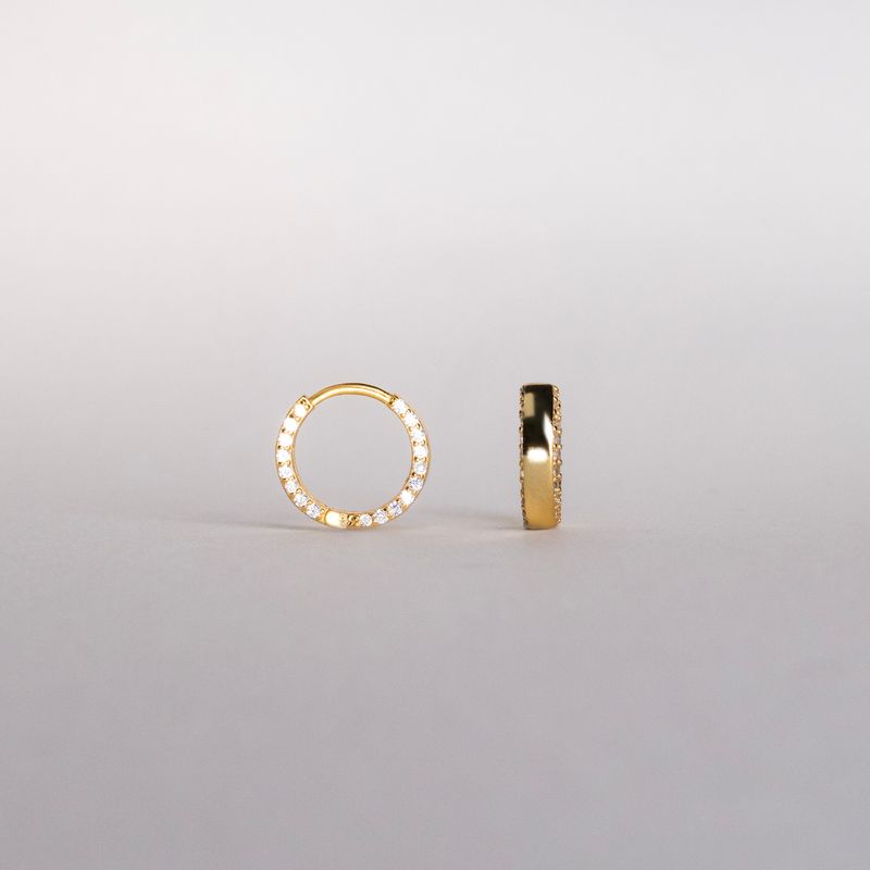 

Gleam of Side-Set Zircon Wide Hoop Earrings, Simple and Exquisite, Ins Style European and American Earrings, Ear Bone Jewelry, S925 Silver Gold (Pair) 6mm