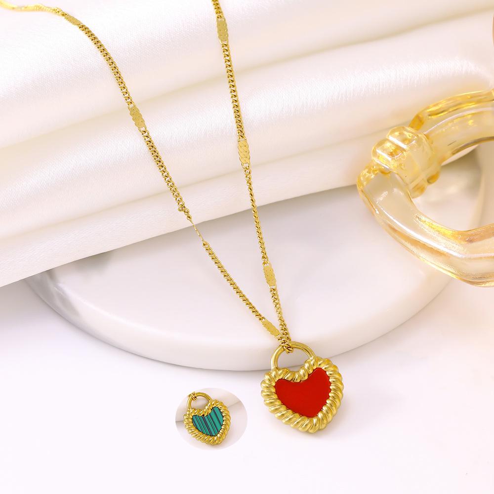 Bestselling Double-Sided Heart Pendant Titanium Steel Necklace for Women – European & American Fashion
