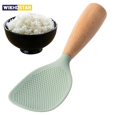 1Pc Silicone Rice Spoon Kitchen Ladle Non-stick Saucepan Electric Rice Cooker Cooking Scoop with Hanging Holes Household Items