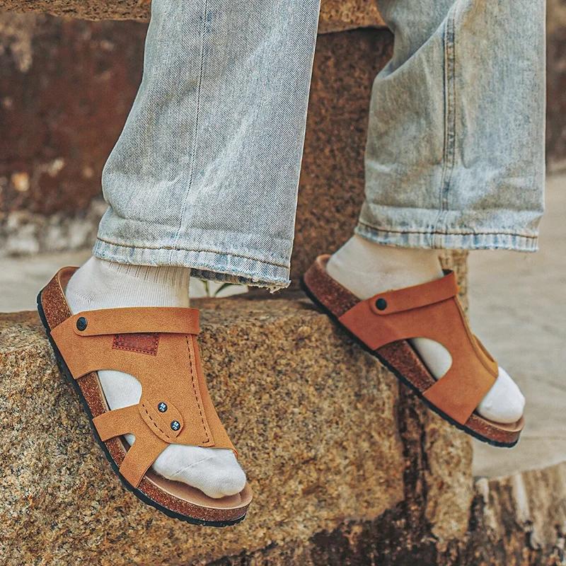 Erkekler İçin Rahat Günlük Yatak Odası Sandaletleri Düz Parmak Arası Terlikler Yaz Mantar Terlikler Yumuşak Tabanlı Ev Terlikleri Ayak Kemeri Destekli zapatos