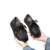 Women's Handmade Thick-Soled Lace-Up Wedge Shoes - Soft, Breathable Cowhide for Comfortable, Versatile Wear