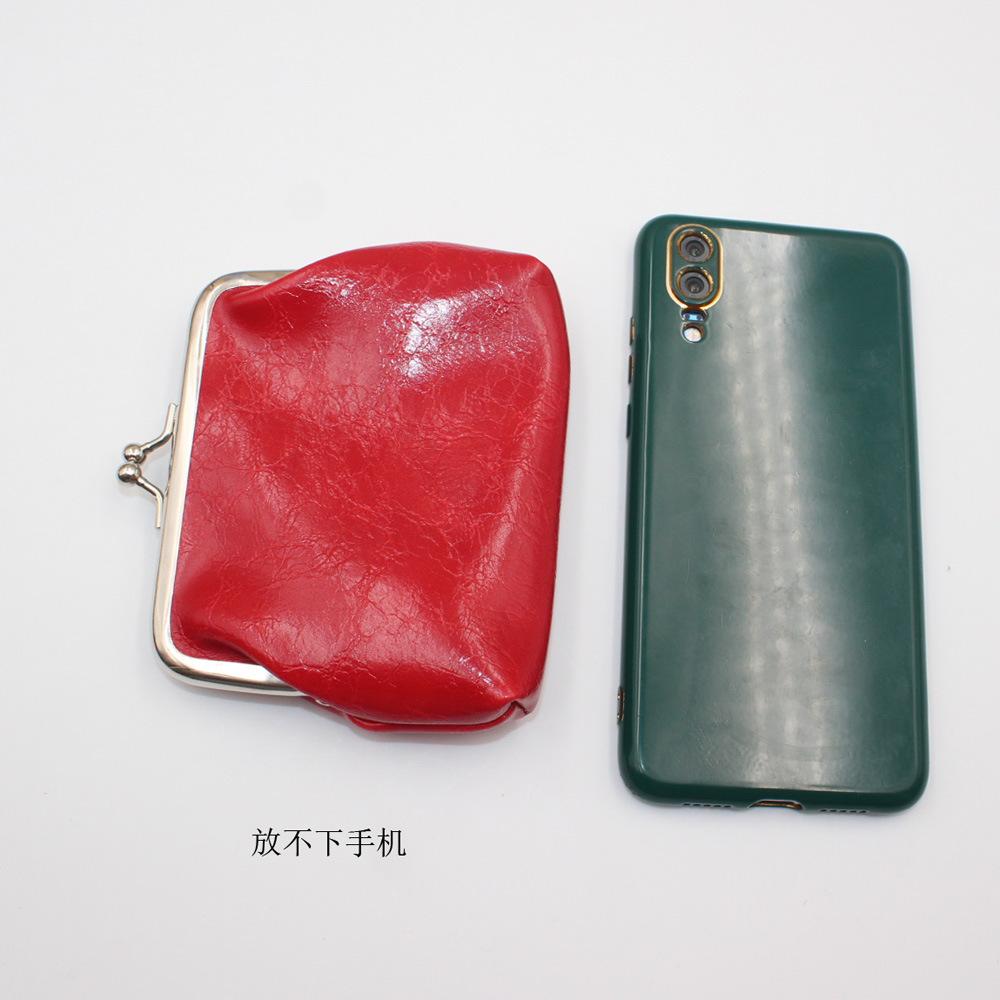 PU-Geldbörse aus Ölwachs-Leder für Damen, kurzer Absatz, Clutch-Geldbörse, kreative Münztasche