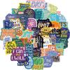 10/30/50pcs Colorful Cute Inspirational English Phrases Stickers Waterproof Graffiti Luggage Stationery Phone Aesthetic Sticker
