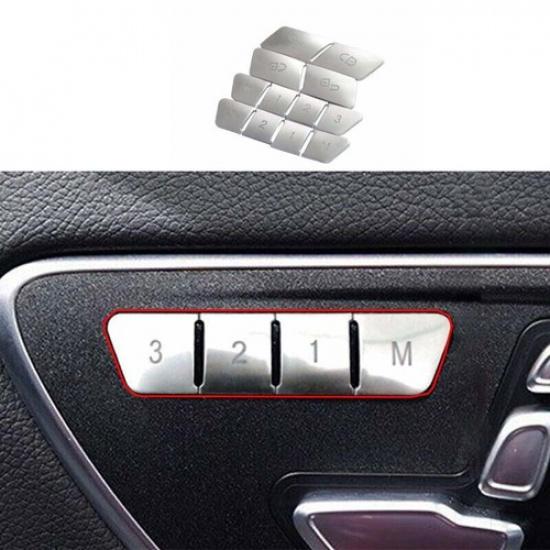 For Benz E-Class W212 Matte Silver 2010-15 Car Seat Memory Switch Button Sticker