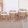 Floor Flower Stand, Heavy Pots Stable Rattan Basket, Smooth Surface Flower Stand for Indoor Outdoor Balcony
