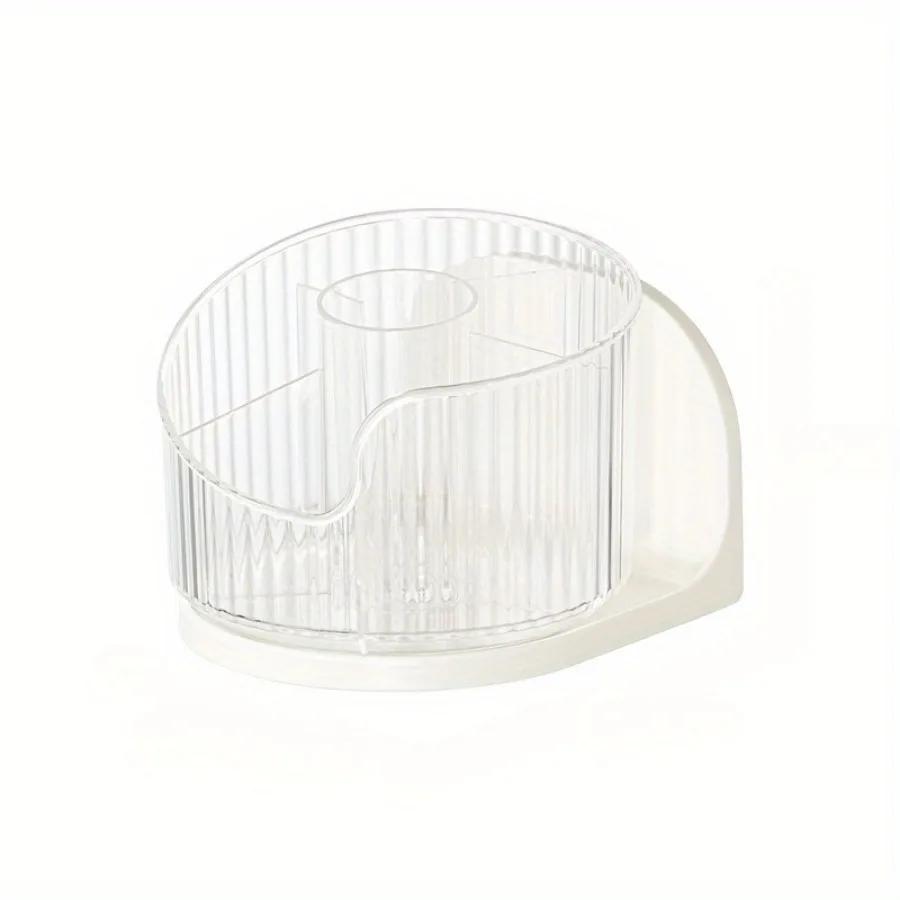 

360 Rotating Makeup Holder Wall Mounted Makeup Brushes Organizer Box with 6 Compartments Spinning Cosmetic Tools Storage Bucket чистый