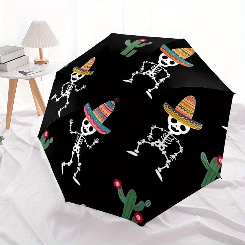 

1pc Skelton Cactus Automatic Open 8-Rib Windproof Umbrella, Travel & Commuting, Suitable for All Seasons