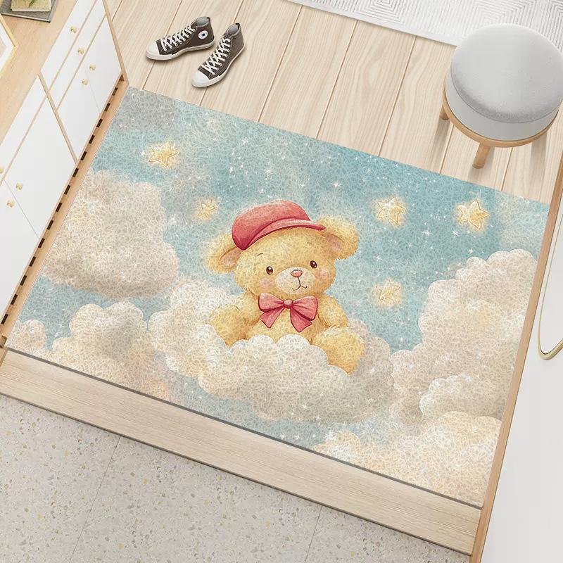 

Коврик из мультяшного шелка, нескользящий коврик для двери, износостойкий коврик, пылеудаляющий коврик для крыльца, грязный, масляный и грязный дверной коврик 40 * 60CM silk ring