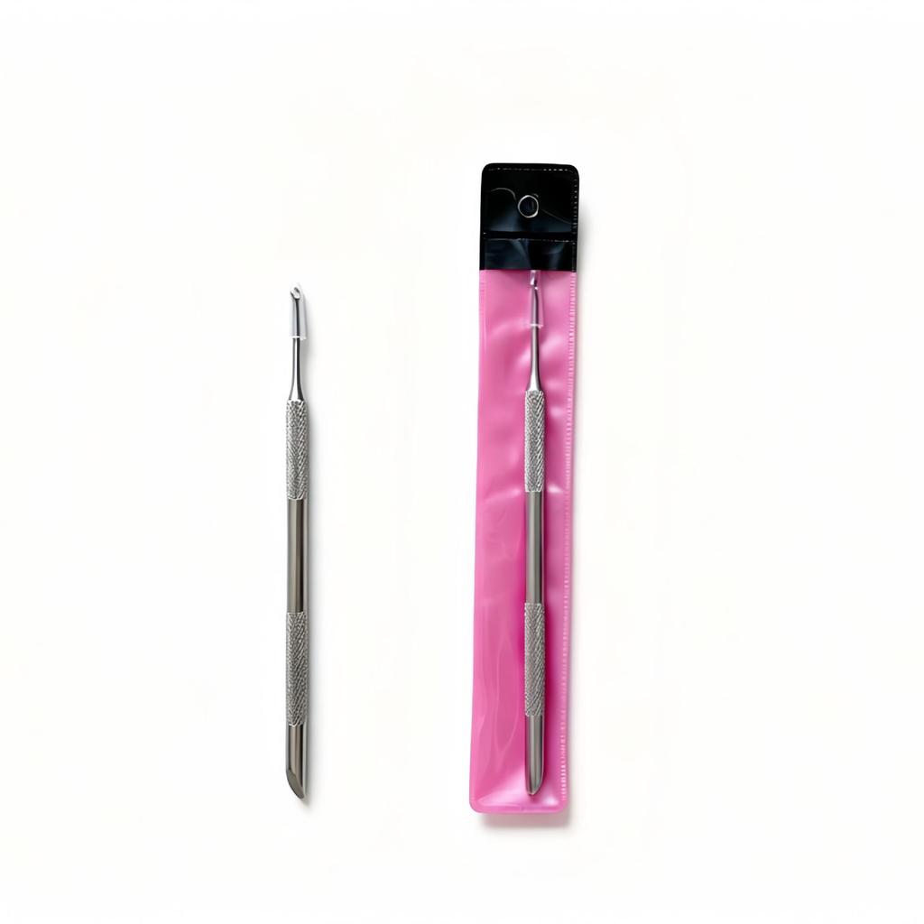 Double-Ended Steel Cuticle Pusher & Trimmer for Manicure/Pedicure