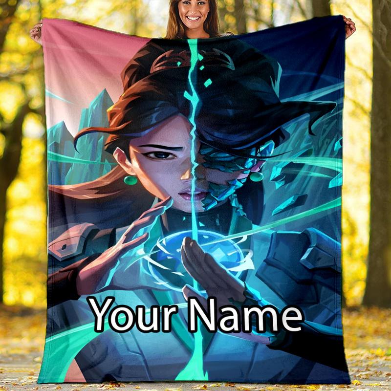 Custom Name Valorant Theme Printed Blanket - Perfect for Couch, Bed, Travel & Outdoor Use | Machine Washable, Cozy & Durable.
