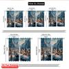 2pcs 2D flat printing Merry Christmas Scene Curtains Winter Village Versatile Polyester Without Electricity Festive Wall Decor