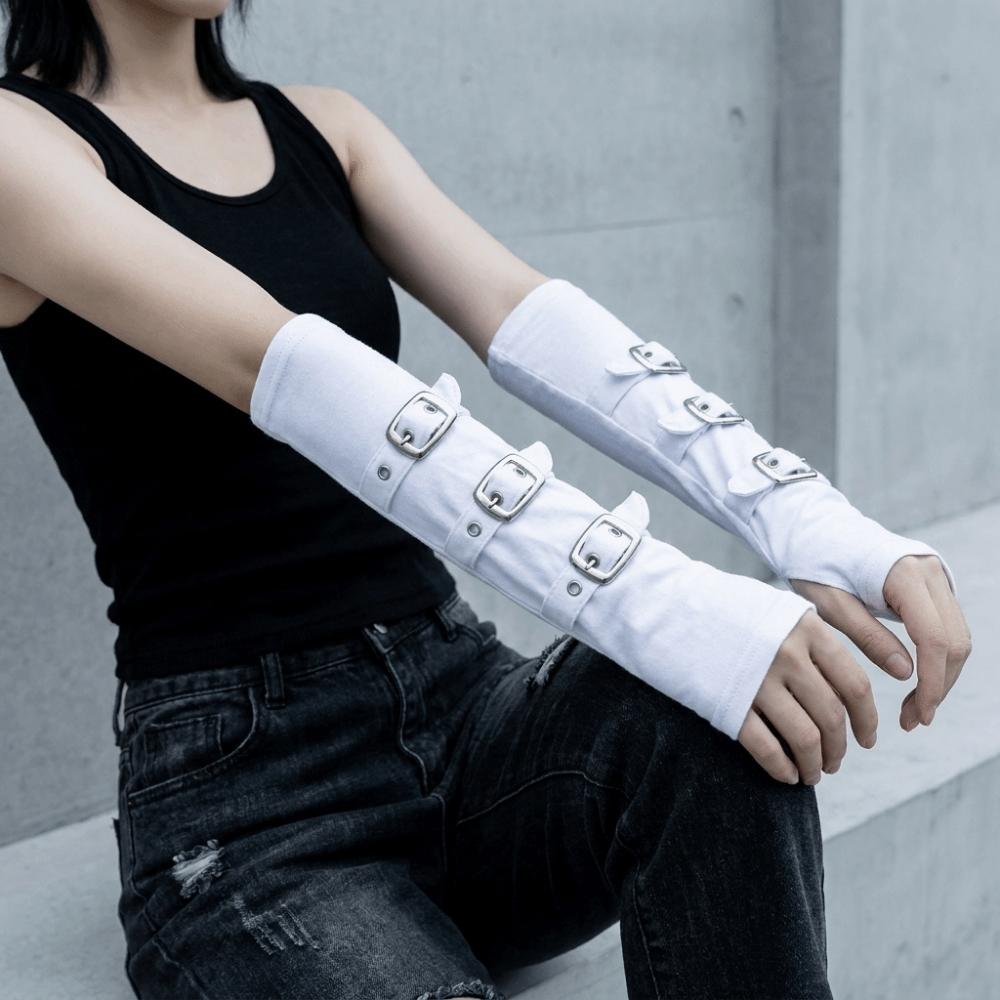 White Dark Gothic Arm Covers Polyester Half-arm Sleeve Gloves Punk Arm Sleeves  Cosplay