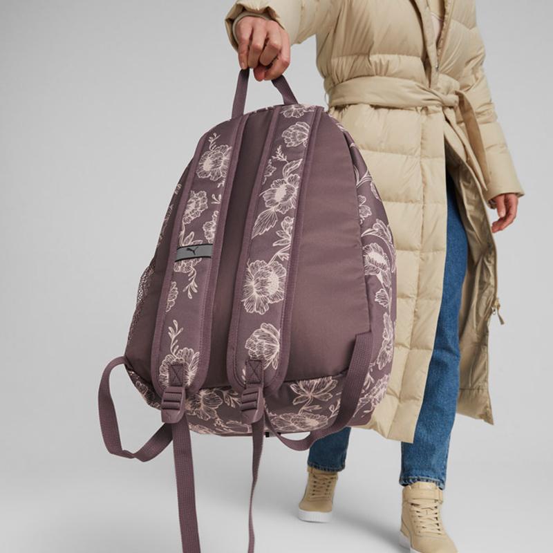 Puma Phase Aop Backpack Sports Casual Half Full Print Fabric Bag Unisex Backpack Purple 078046-08