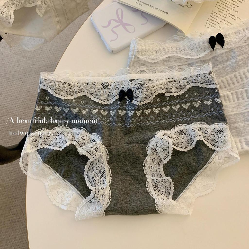 Japanese Fair Isle Cotton Panties: Soft, Breathable, Lace-Trimmed Triangle Briefs