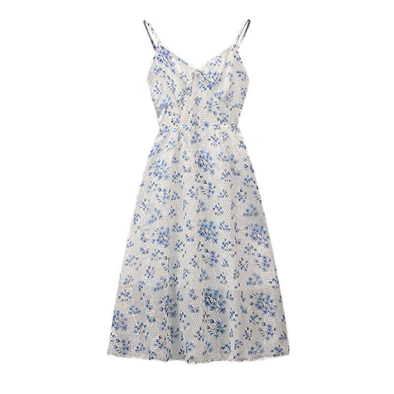 Slimming Floral Print Sling Dress & Cardigan Set - 2026 Summer French Style Plus Size S