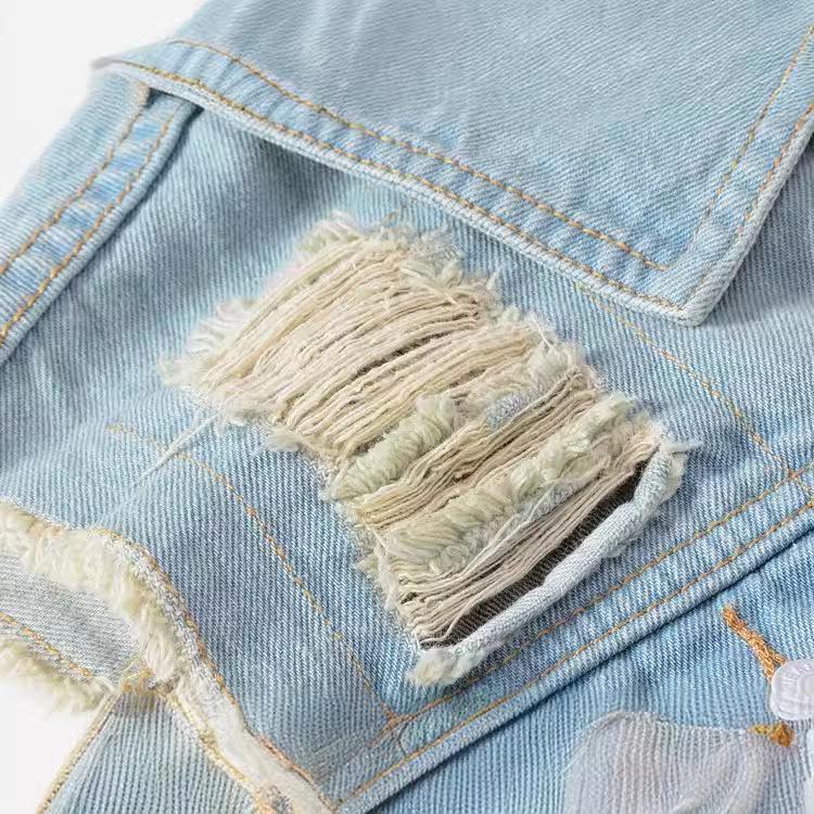 Korean Style Slim Fit Men's Light Denim Vest with Pockets
