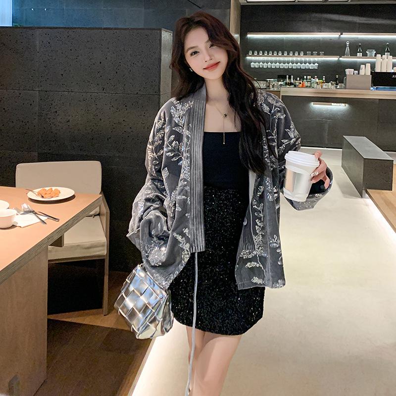 Japanese-Chinese Fusion Sparkling Printed Jacket - Autumn Luxury Long-Sleeved Trend