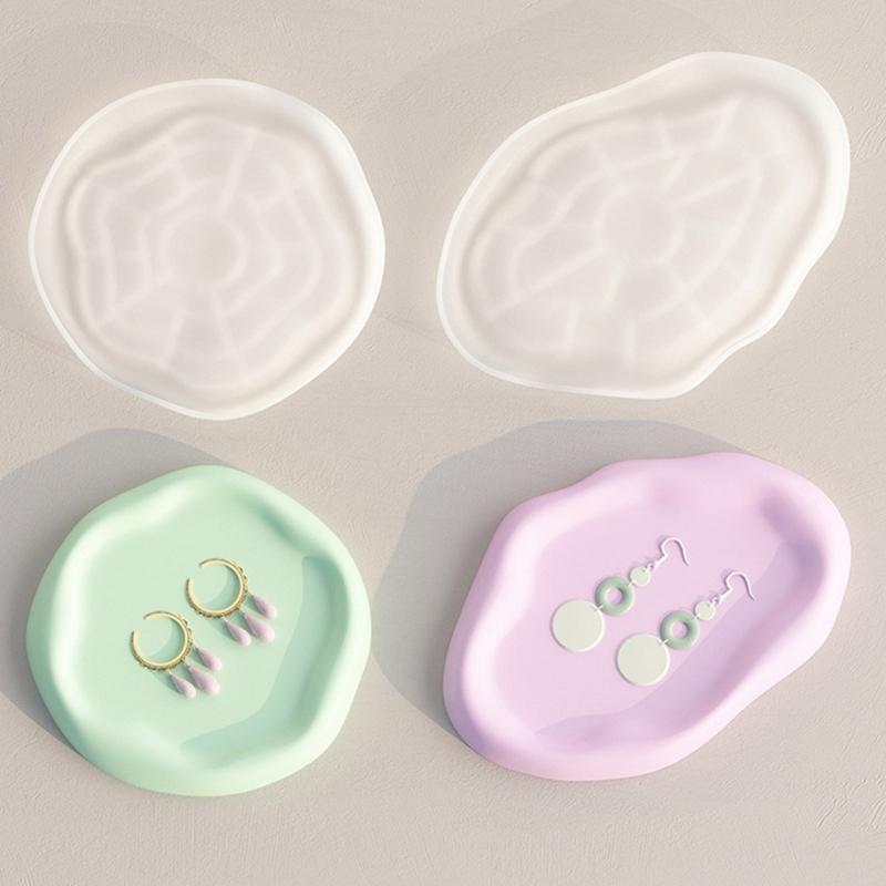 Storage Tray Plaster Silicone Mold DIY Jewelry Display Plate Epoxy Resin Mould Irregular Cloud Shape Cement Dish Making