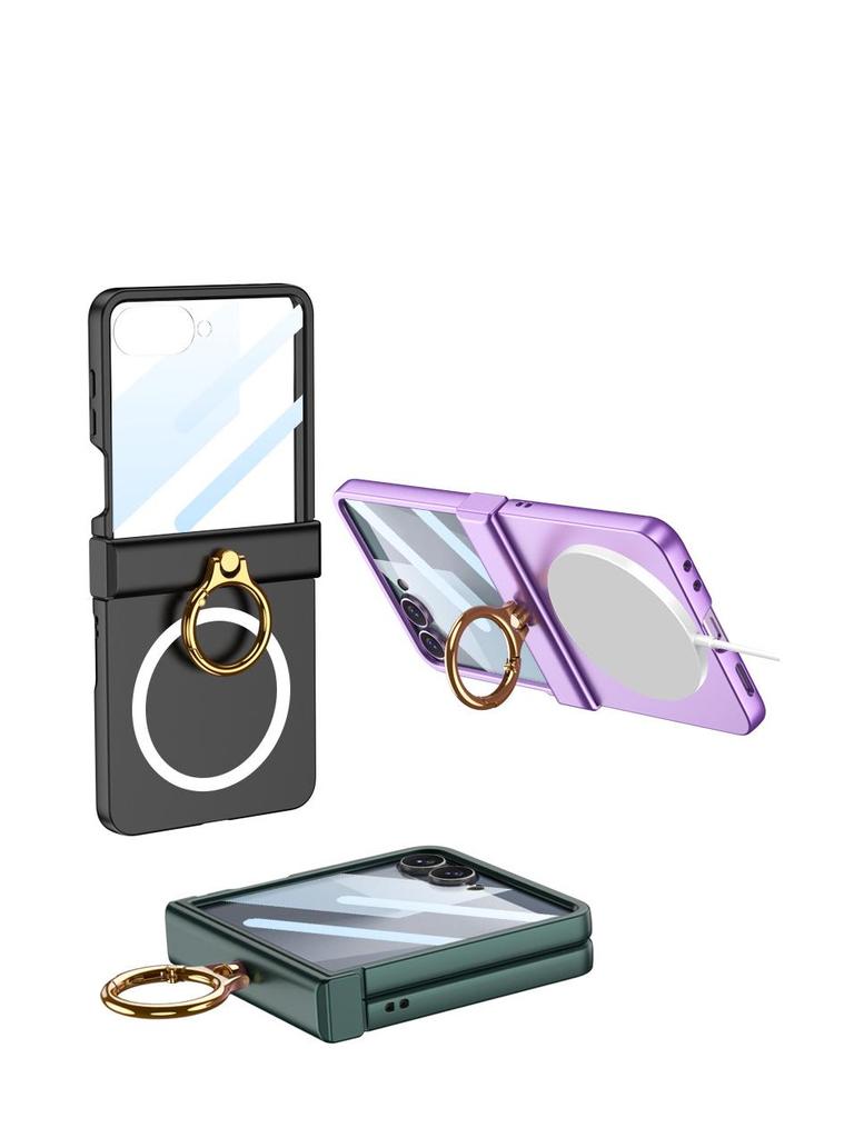 GKK Samsung Z Flip 7 Small Folding Hinge Full Coverage Shell with Finger Ring Buckle and Frosted Hard Shell