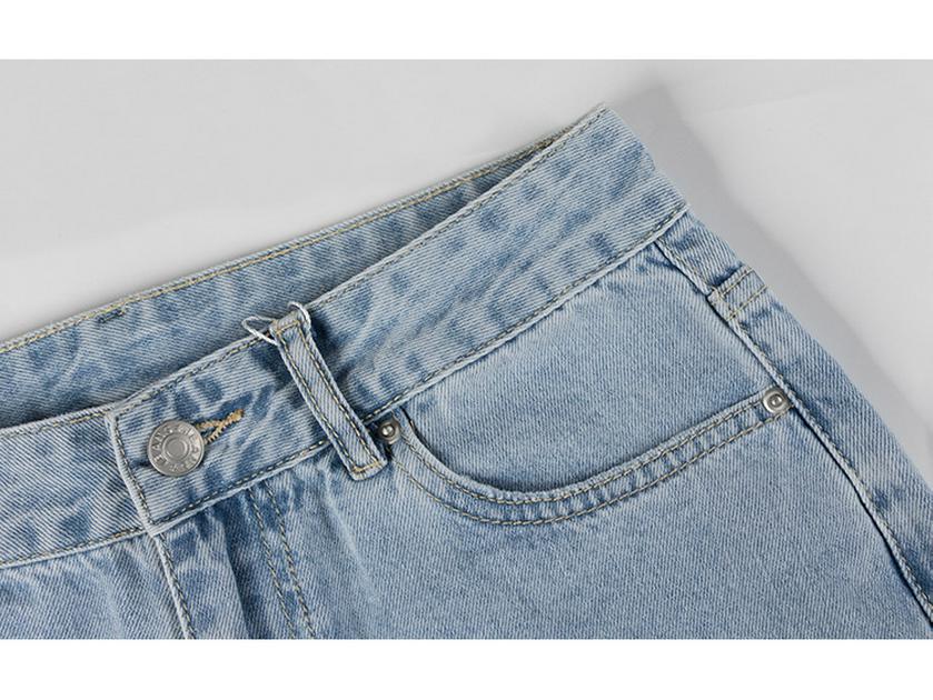 High-Waist Straight-Leg Blue Denim Jeans for Women