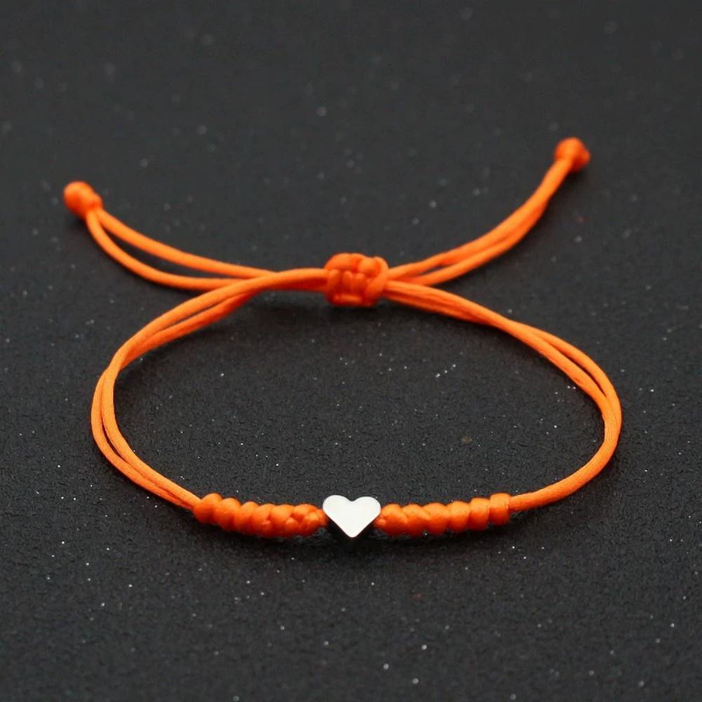Hot Golden Silvery Heart Braided Rope Adjustable Bracelet Unisex Trendy Fashion Simple Versatile Couple Jewelry Gift Wholesale