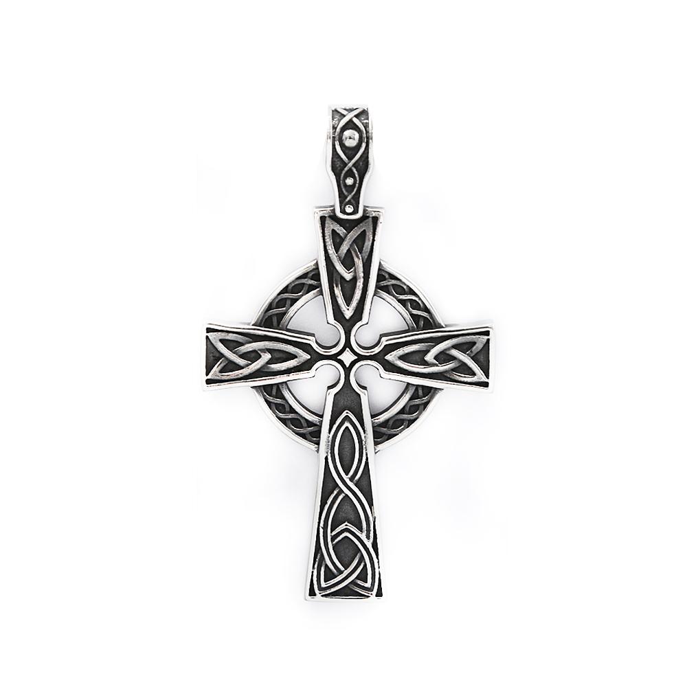 Fashion Retro Nordic Celtic Knot Pendant for Men Women Punk 316L Stainless Steel Cross Necklace Biker Amulet Jewelry