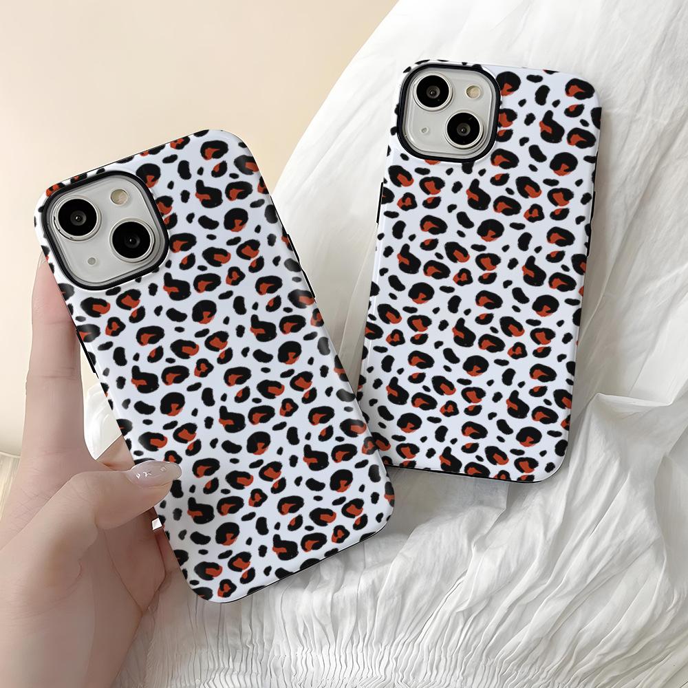 Sweet and cool babe feeling full of wild leopard print Apple 17 mobile phone case iPhone12promax 2-in-1 protective case
