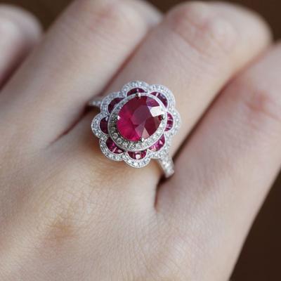 Classic Design Red Gemstone Rings for Women Light Luxury Exquisite Flowers Radiant High Quality Fashionable Engagement Jewelry
