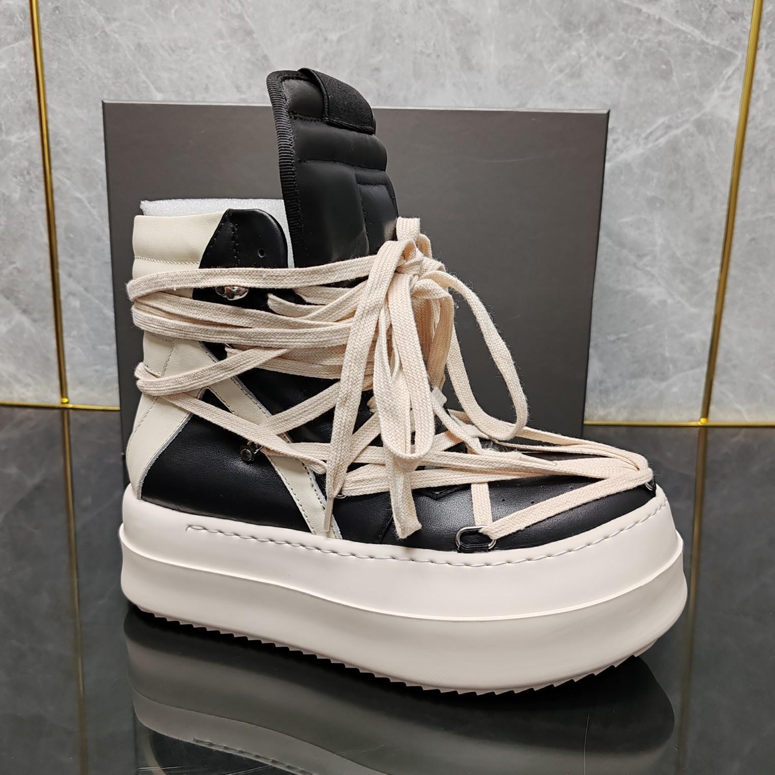 

Мужские высокие повседневные кроссовки на платформе из кожи на шнуровке, роскошные ботинки, классические черные дизайнерские осенние туфли для женщин 46