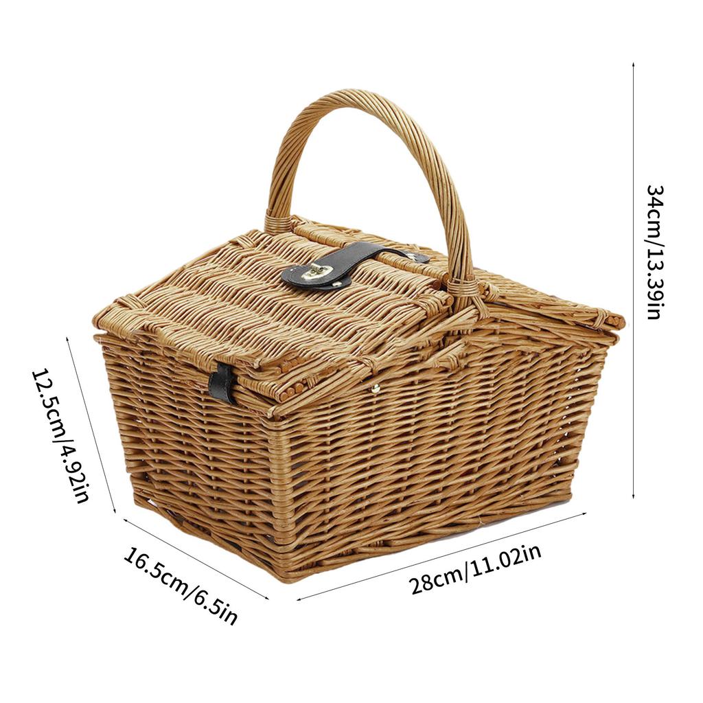 Cesto Tradizionale per Picnic Cesto portaoggetti in Vimini Fatto a Mano Cesto da Viaggio Campeggio Essenziale per Picnic Familiari